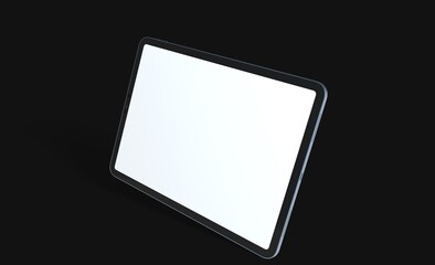 3D tablet with empty screen isolated digital black