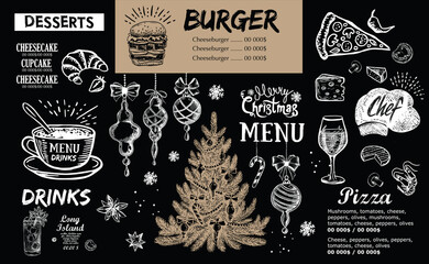 Christmas menu cafe. Food flyer. Restaurant menu. Template design.	
