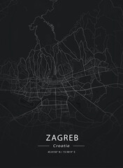 Map of Zagreb, Croatia