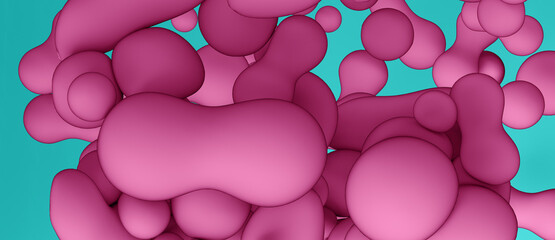 Minimalsitic soft body spheres. 3d rendering. Flying abstract balls. Plain and simple. colourful 3d candy. Abstract, moody, futuristic, metallic and modern. Cover template, wallpaper or background