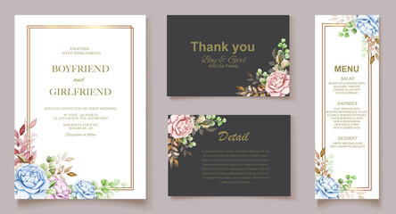 Fototapeta premium Elegant watercolor wedding invitation floral