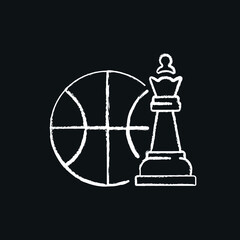 Basketball strategy chalk icon. Vector black illustration