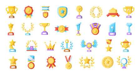 Set of trophies and medals Vector rillustration