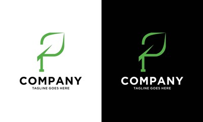 Letter P Logo icon Design with Leaf vector template.
