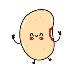 Cute funny bean character. Vector hand drawn cartoon kawaii character illustration icon. Isolated on white background. Bean character concept