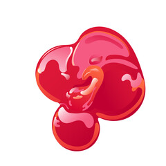 Tomato ketchup splash, stain or drop. Red food condiment. Vector element in flat cartoon style.