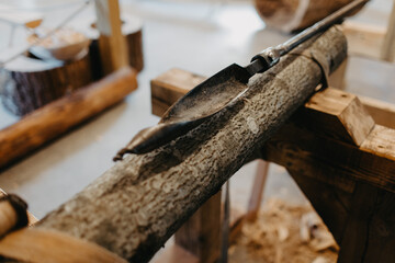 Woodworking process, making wooden pipe, didgeridoo 