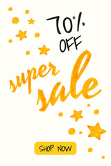 Super Sale Flyer with Watercolor Elements