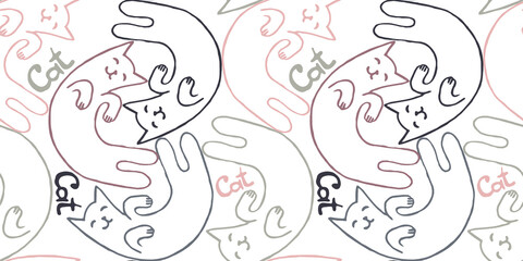 seamless pattern with cat and lettering cat. Use for cat salons, veterinary clinics, an element for design