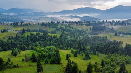 Aerial view of Tihuta Pass,Transylvania.