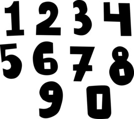 Set of black vector numbers