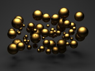 Golden polish spheres ballc design background