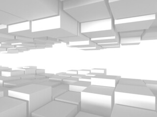 White cubes structure. Abstract futuristic background.