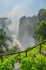 Victoria Falls on Zambezi River, border of Zambia and Zimbabwe, vertical