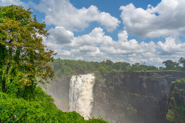 Victoria Falls on Zambezi River, border of Zambia and Zimbabwe