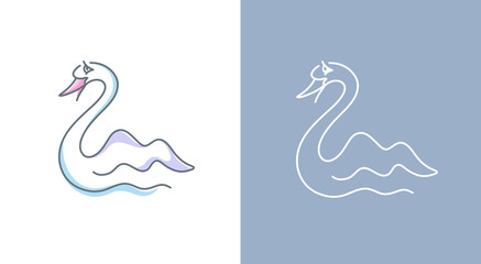 Obraz premium Swan logo in linear style. Editable stroke