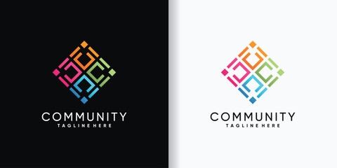 Creative community, team, people family and human unity logo collection