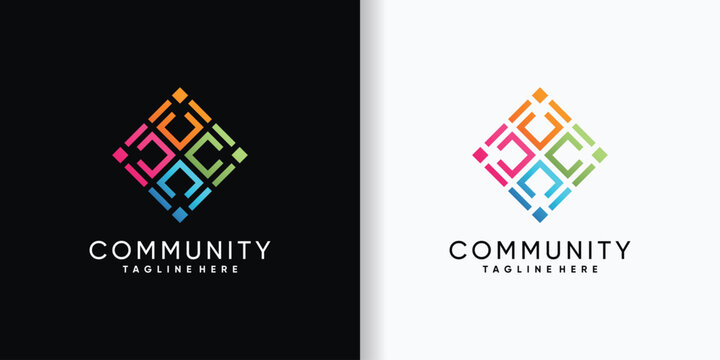 Creative community, team, people family and human unity logo collection