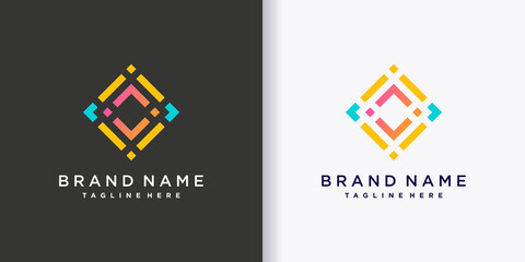 Monogram logo design for business company and personal with line art style and creative concept