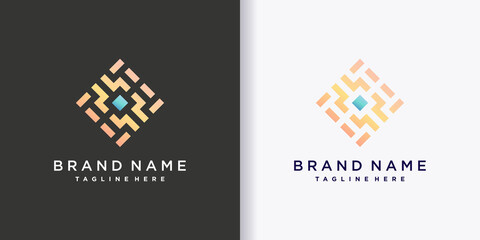 Monogram logo design for business company and personal with line art style and modern concept