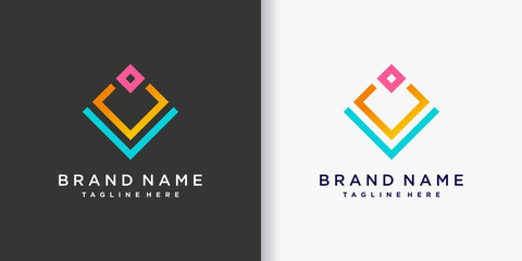 Creative monogram logo design for business company with line art style