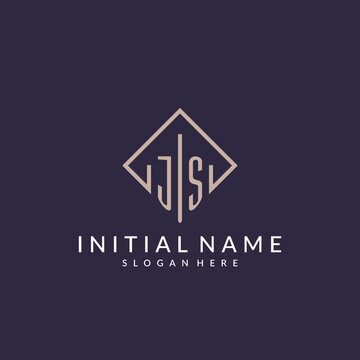 JS initial monogram logo with rectangle style design