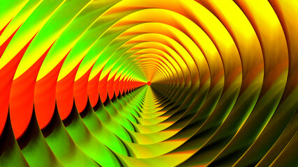 Abstract radial swirling vortex motion background. Motion. Gradient colorful hypnotic light beams glowing into all the sides, rotating and creating tornado effect.