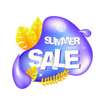 3d memphis summer sale banner design isolated on white background