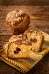 Delicious Panettone with chocolate. Panettone, Christmas food.