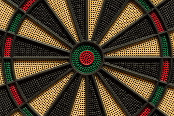 Dartboard with its circular shape and concentric rings