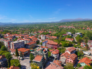 Fototapeta na wymiar The drone view to the city of Sokobanja, Serbia