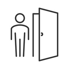 User profile with exit sign line icon. Account logout symbol. Person entry, door icon