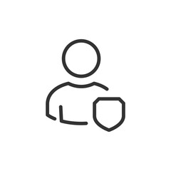 Fototapeta premium User profile privacy or authentication shield icon, secure personal data sign, account safety. Secure user login, protected, personal protection