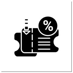 Discount cards glyph icon.Gift cards.Voucher.Special offer.Shopping sales.Way of attracting customers.Filled flat sign. Isolated silhouette vector illustration