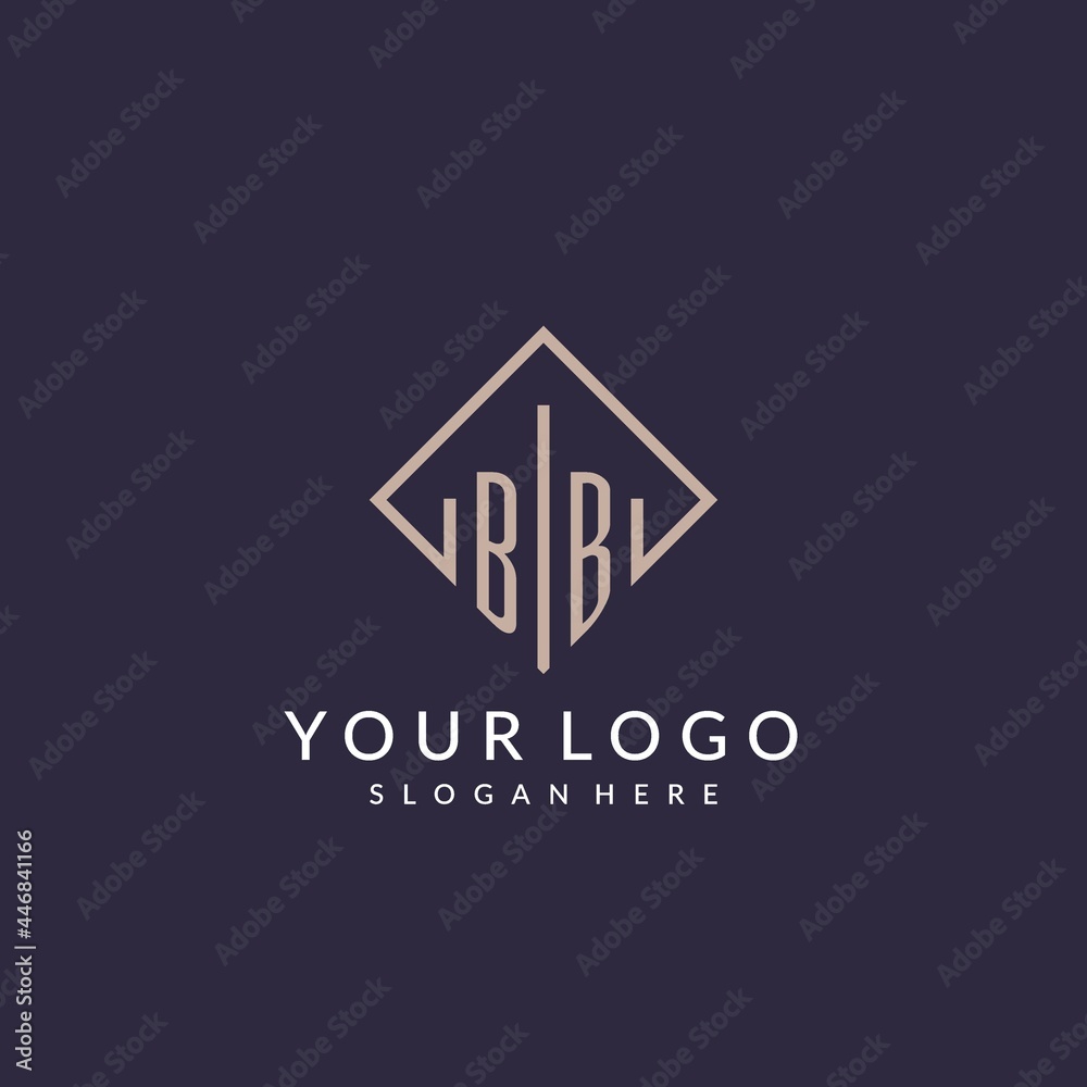 Wall mural BB initial monogram logo with rectangle style design