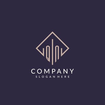 QN initial monogram logo with rectangle style design