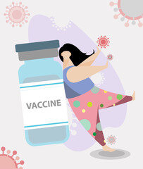 Vaccination of woman against coronavirus vector illustration, EPS10