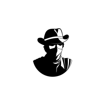 Bandit logo design inspiration wearing a cowboy hat and scarf