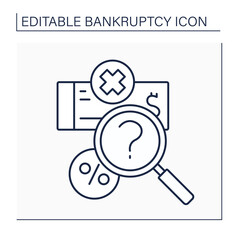 Valuation line icon. Asset-based valuation method. Appraisal-based fair market mark.Bankruptcy concept. Isolated vector illustration. Editable stroke