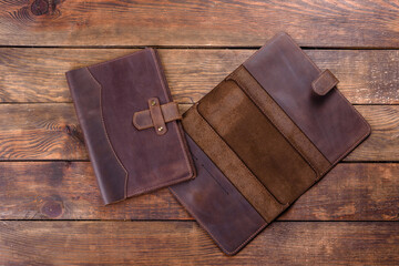 Beautiful leather brown case made of leather designed for a notebook