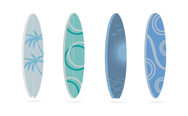 set of surfboards isolated on white background. Vector illustration