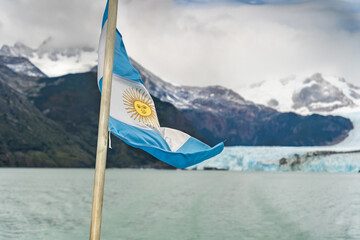 Argentine flag with Spegazzini glacier