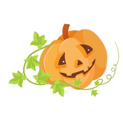 Orange pumpkin with prose eyes. Treats. An element for celebrating Halloween. Vector illustration isolated on white background.