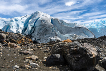 Rocks and ice in the Perito Moreno glacier