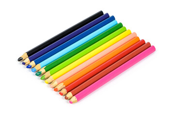 Set of colorful pencils on white background