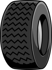Cartoon Tire Car. Vector Hand Drawn Illustration Isolated On Transparent Background