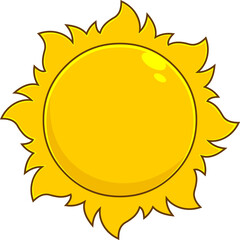 Cartoon Colorful Summer Sun Icon. Vector Hand Drawn Illustration Isolated On Transparent Background