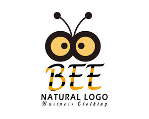 nature bee logo, honey product symbol vector illustration