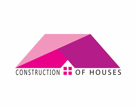 Real estate, builder logo, construction logo, creative logo house shape vector illustration color design template