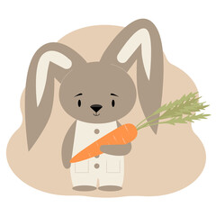 Postcard with a cute bunny holding a carrot